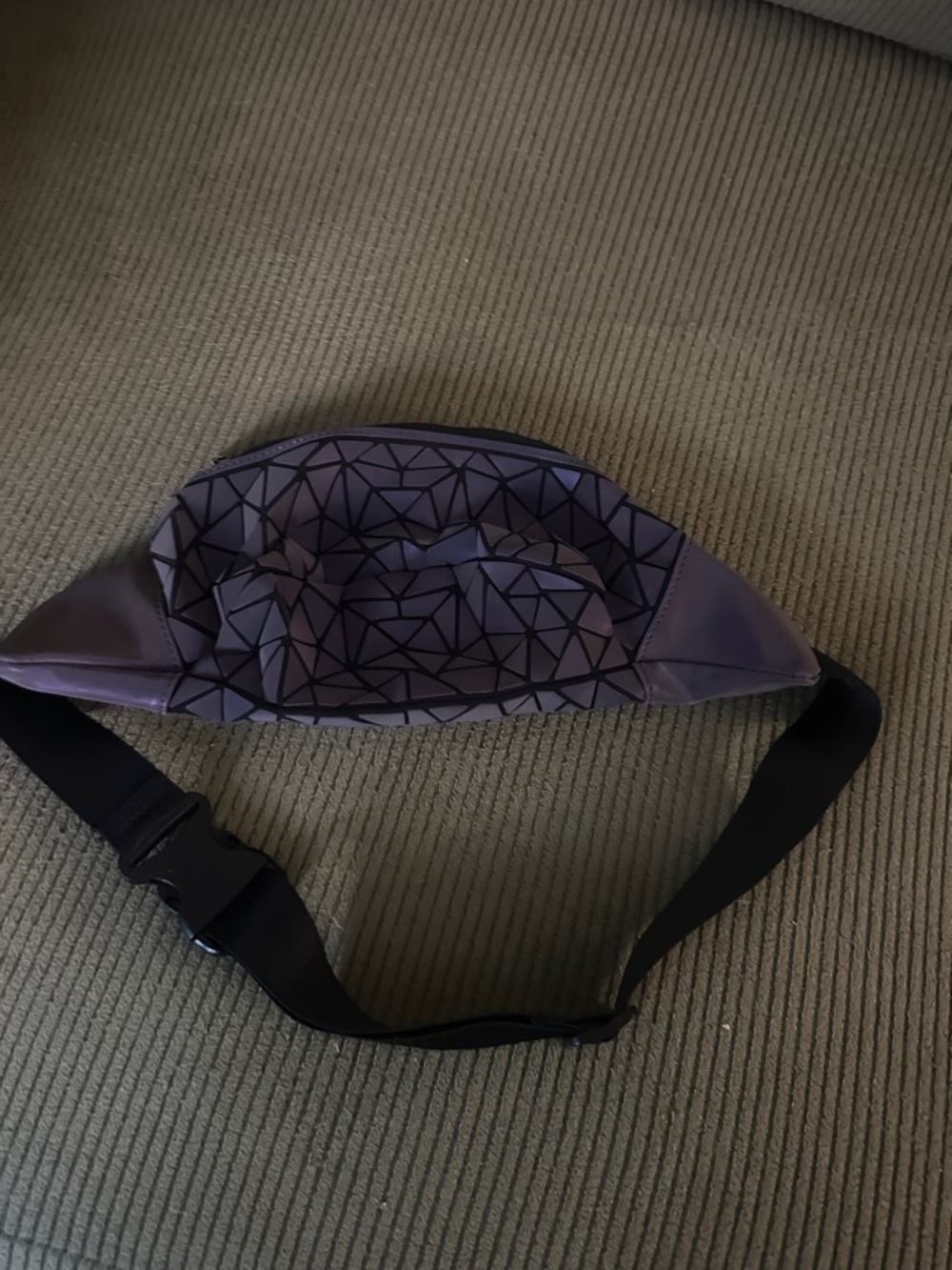 Source Unknown Geometric Pattern Purple Crossbody Belt Bag